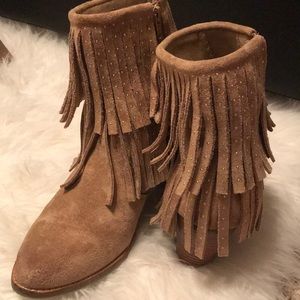 Brown Fringe Ankle Boots